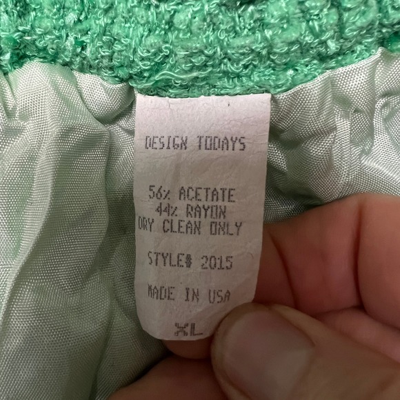 Design Todays Green Textured Fringe Skirt XL Asymmetrical Hem Made USA Retro Y2K - Picture 4 of 9